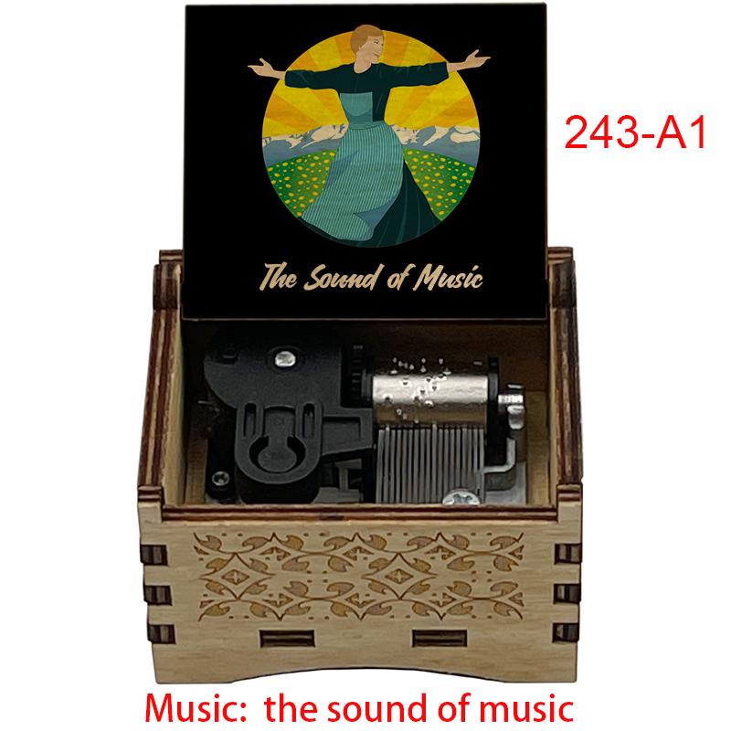 Wooden Wind up Musical Box the Sound of Music Do-Re-Mi Song Vintage Gift for Mother Daughter Christmas Birthday (as the picture,Small)