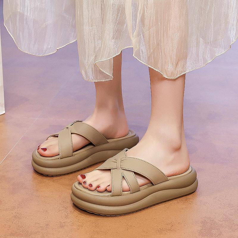 Summer Elegant and Sexy Height Increasing Casual Thick Soled Slippers Able   Comfortable Women's Shoes