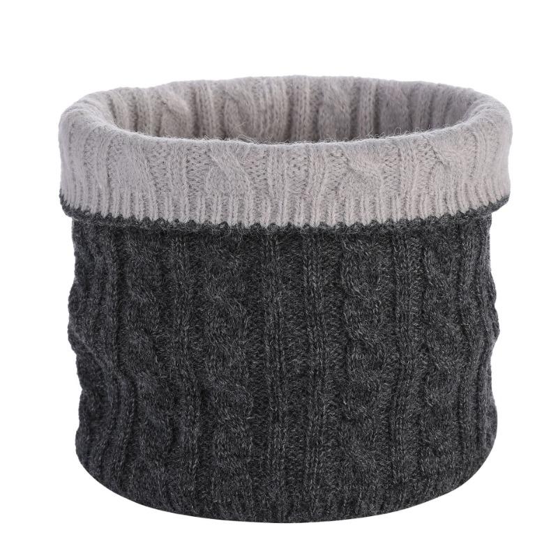 Winter solid color warm scarf double-sided twist fashion neck cover women's scarf knitted wool elastic single ring pullover hat