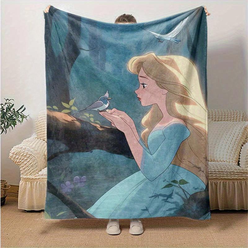 1pc, "Home Decorative Blanket Perfect for Couch, Bed, Travel, Camping, Car, Beach, Office Nap Soft Throw with Princess Design"