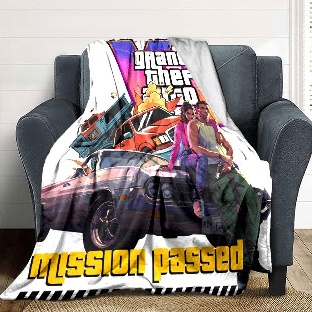 1 Adet Grand Theft Auto Yumuşak Flanel Battaniye Tasarımcı Baskılı Her Mevsim İçin Rahat Bir Battaniye, Kanepe, Yatak, Ofis İçin Mükemmel