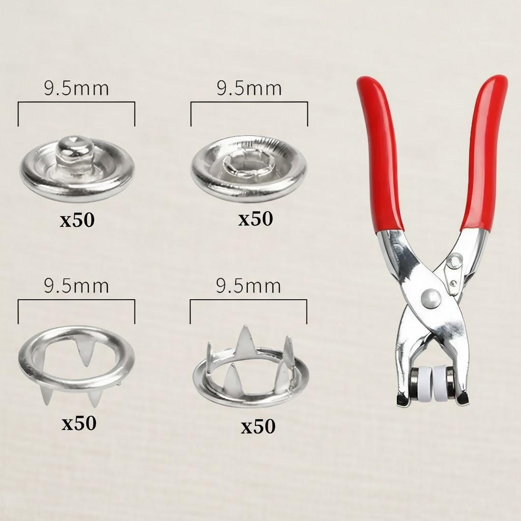 

1Set 201Pcs No Sew Snap Button Installation Tool Kit Five Claw Press Button Kit for Clothing Accessories Crafts