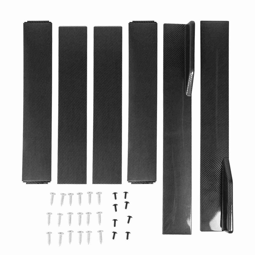 6PCS Car Side Skirt Carbon Fiber Pattern 3 Section Type Side Skirts Winglets Diffusers Universal Replacement For Accord