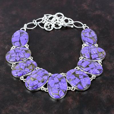 Collana di charoite in rame Gioielli con pietre preziose di alta qualità Collana in argento sterling 925 Collana con catena di gioielli regolabile fatta a mano Regalo per ragazza