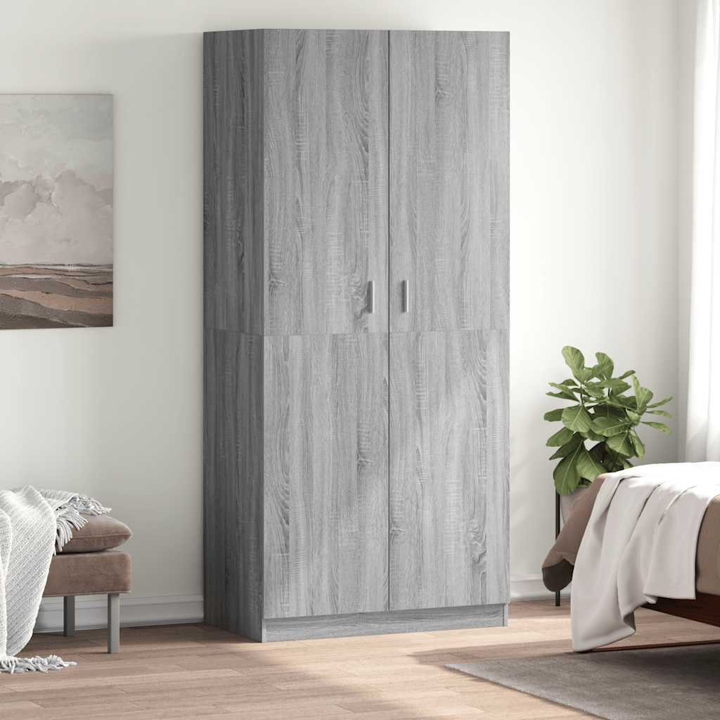 Vidaxl Szafka, Szary Dąb Sonoma, 90X52X200 Cm, Materiał Drewnopochodny