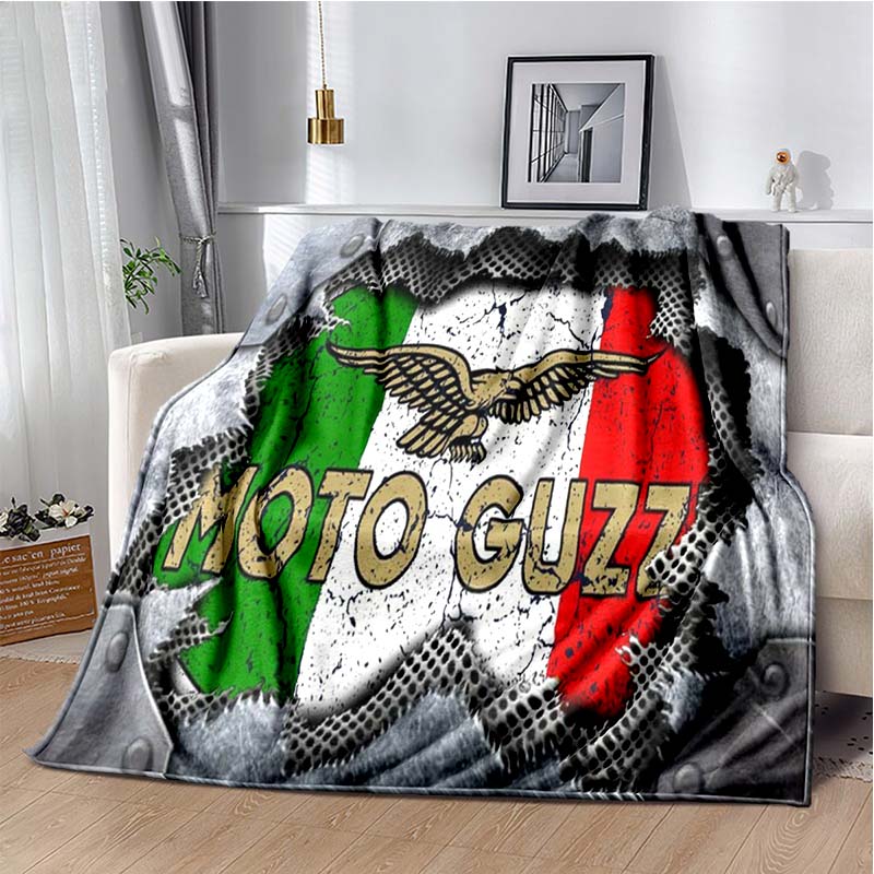 3D Retro Motorcycle G-Guzzi Flannel Printed Blanket Home Sofa Bed Warm Oversized Home Bedding Office Picnic Gift Soft Blanket