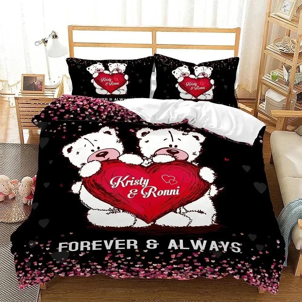 

Luxury New 3D Print Valentine s Day Custom Name Love Heart Romantic Duvet Cover Bedding Set Pillowcases Wedding Decor Twin Queen 135x200cm