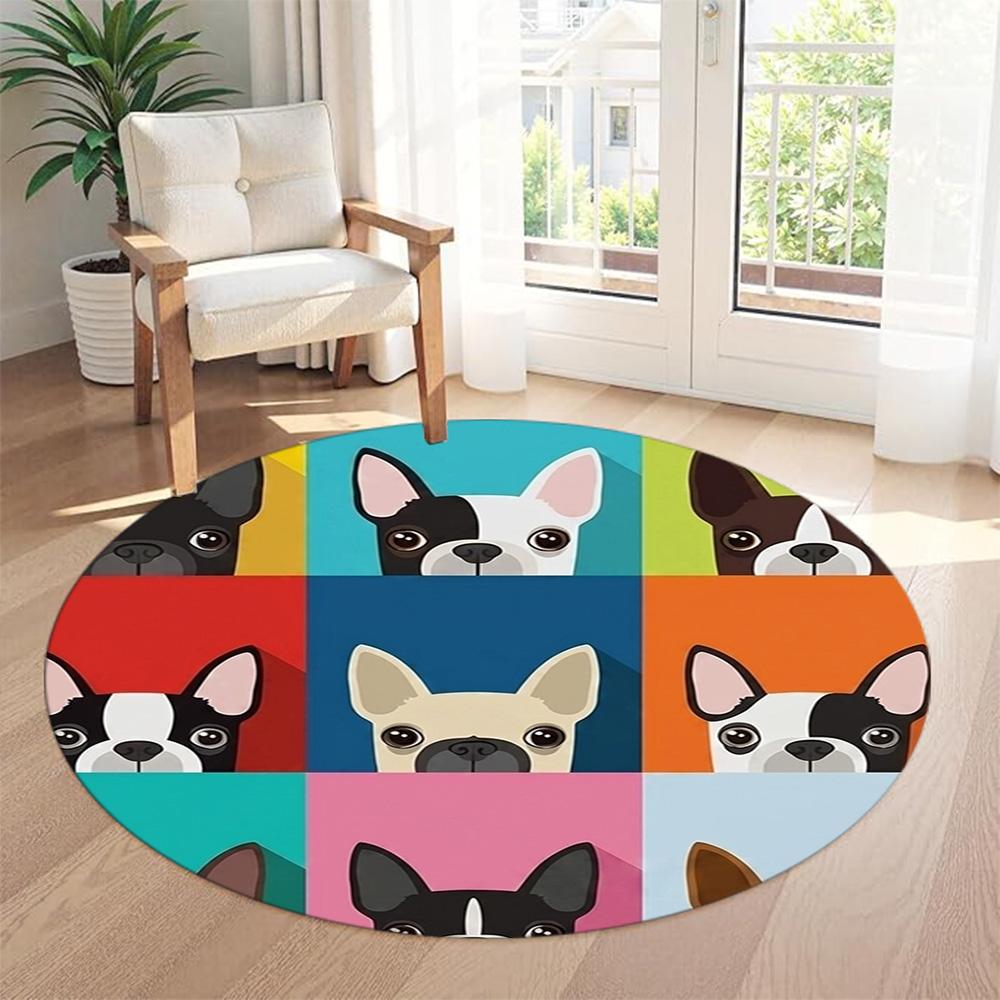 Dog Round Floor Mat Perfect for Living Rooms Dormitory Entryway Playrooms Antislip Round Carpet Anime Office Decor Perfect Gift for Friends Family