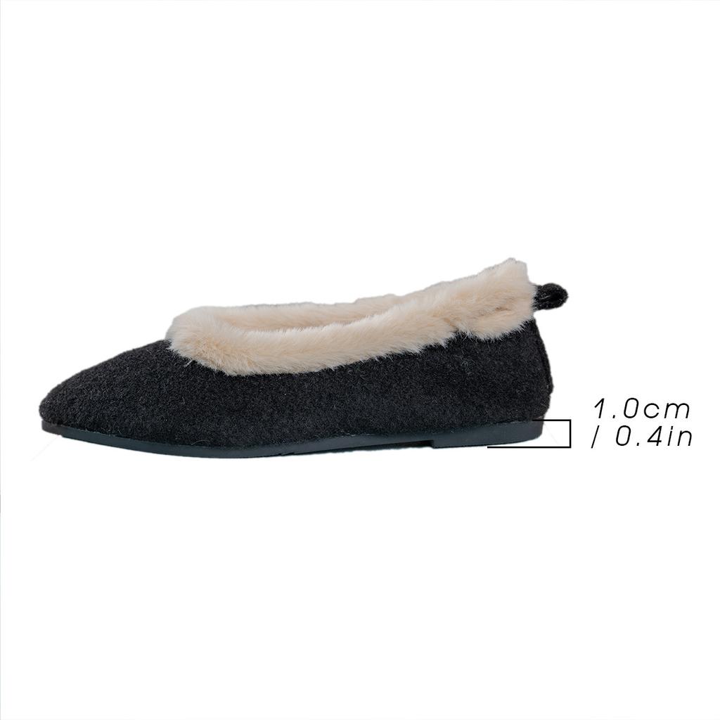 2025 Autumn Winter Short Plush Women's Flats Warm Pointed Toe Slip On Casual Loafers Comfortable Shallow Shoes Zapatos De Mujer