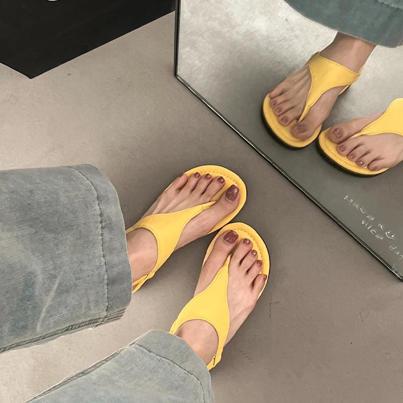 Fashion Flats Women's Sandals Clip Toe Summer Designer Shoes Casual Woman Slippers 2025 Walking Flip Flips Cozy Beach Sandalias De Mujer