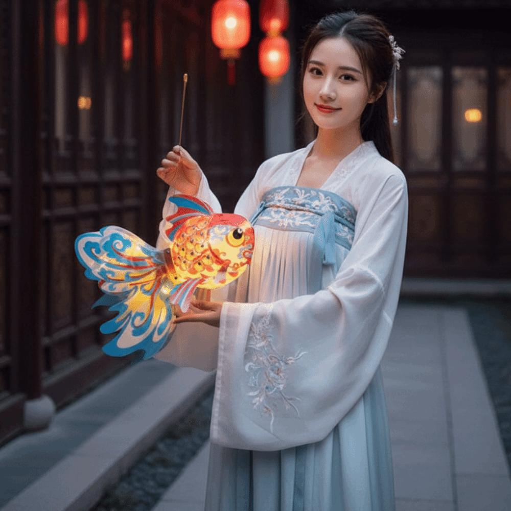 Traditional Paper Lamp Kit Handmade Mid Autumn Craft Goldfish Lantern DIY Autumn