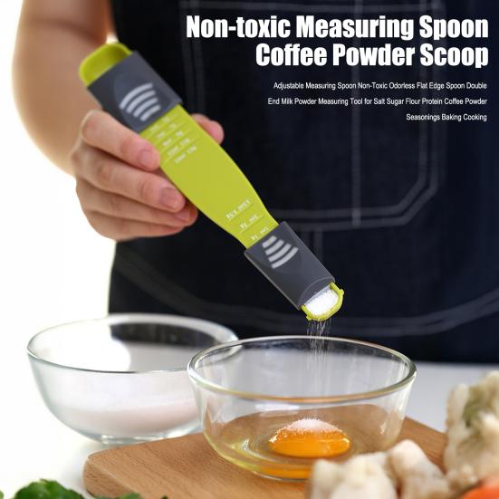 Adjustable Measuring Spoon Non-Toxic Odorless Flat Edge Spoon Double End Milk Powder Measuring Tool for Salt Sugar Flour Protein Coffee