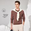 Men's 100% Cotton Jacquard Knit Round Neck Sweater