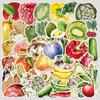 50 Cartoon Watercolor Fruit and Vegetable Doodle Stickers Creative Fruit and Vegetable Stickers Water Cup Mobile Phone Waterproof Decorative Stickers