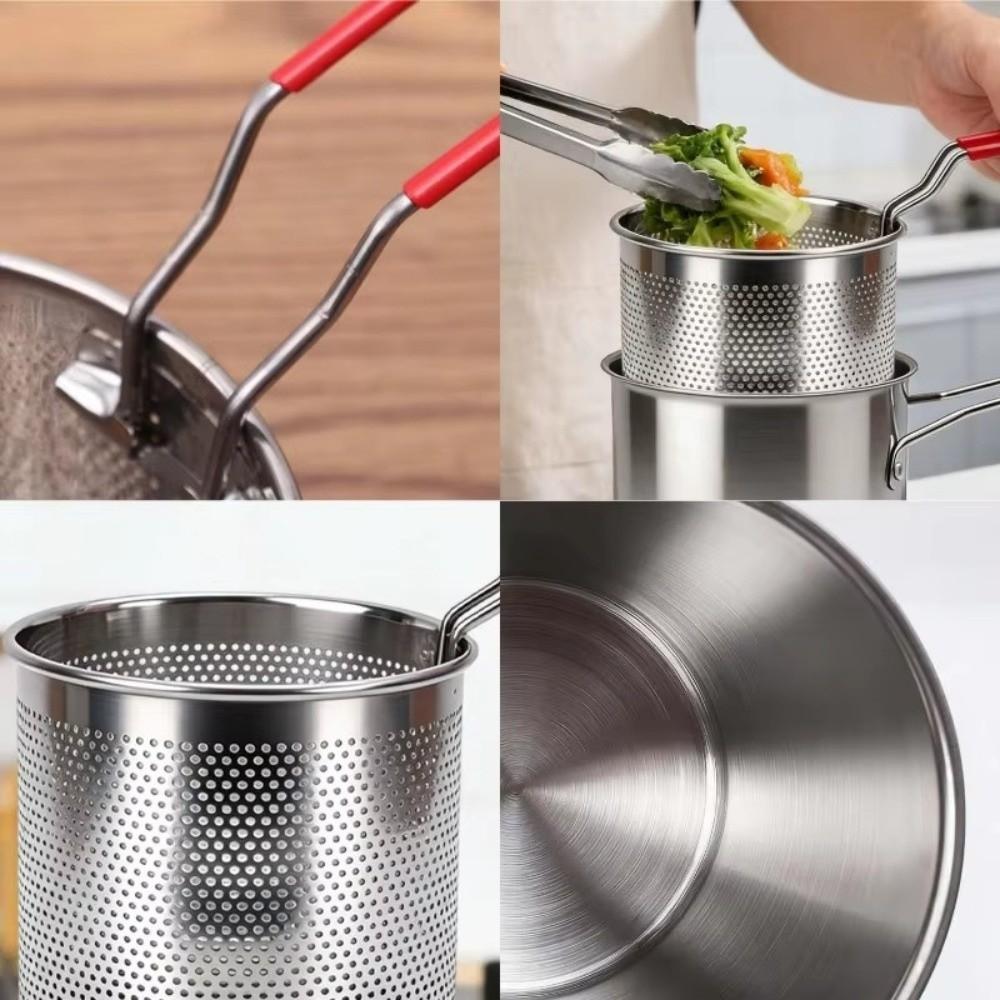 Stainless Steel Deep Fryer Pot Heat Resistant Handle Oil Fryer Pot  Home Kitchen Cooking