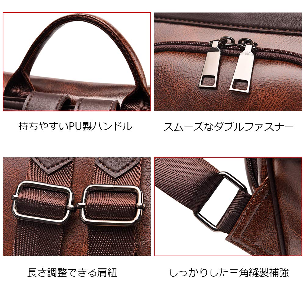 Zhongningyifeng ZNYF Damenrucksack mit Reißverschluss auf der Rückseite, Leder, Diebstahlschutz, Wasserdicht, 2-Wege-Umhängetasche, Beliebt bei Mädchen (Kaffee)