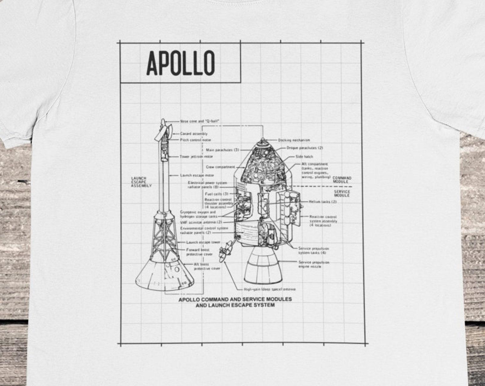 Apollo Blueprint T-Shirt: NASA Space Shuttle Design 2XL