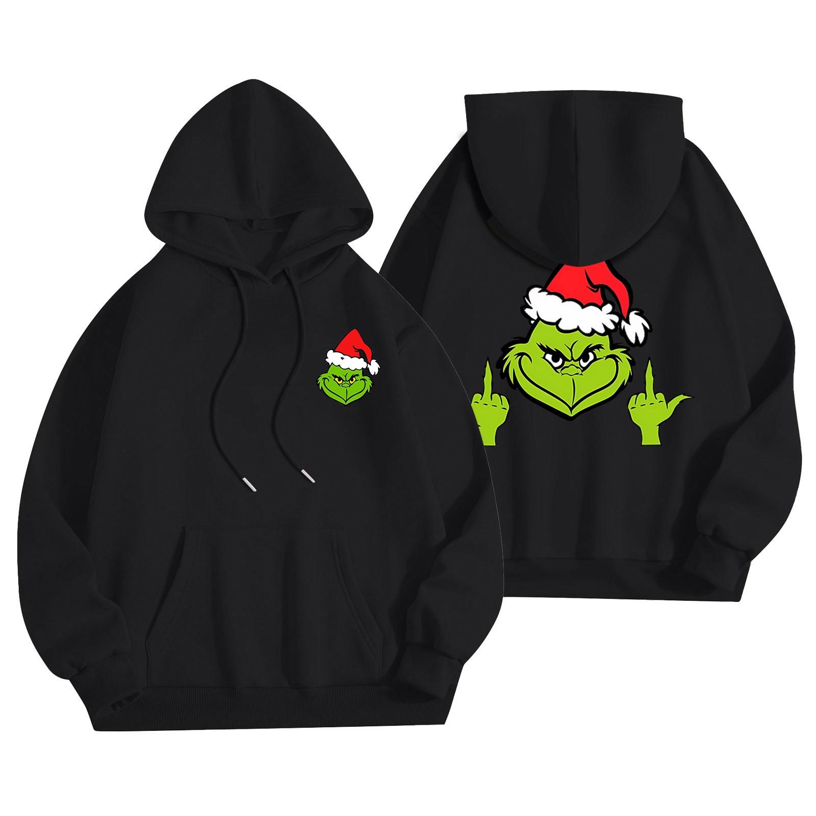 

Женская мода, легкий женский свитер с длинными рукавами и карманами, рождественская толстовка с капюшоном XL чёрный