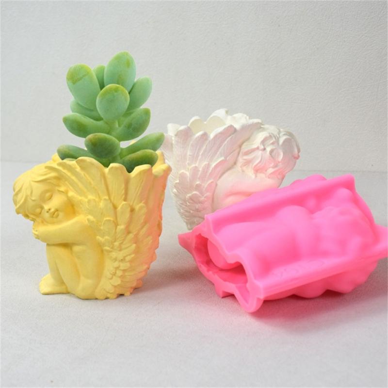 Succulent Planter Mold Girl Flower Pots Silicone Mold DIY Candle Pen Holder Mold Makeup Holder Epoxy Resin Moulds