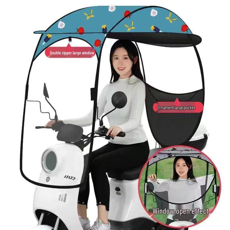 Detachable Electric Vehicle Sunshade Canopy - Thickened Windshield Awning for Battery Cars