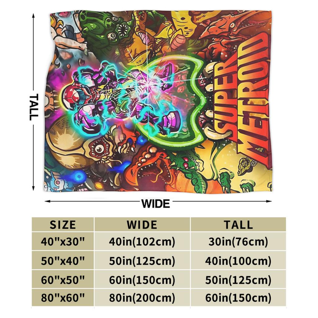 Metroids Helden Spiel Flanelldecke Super Weiche Kuscheldecke für Wohnzimmer Reise Büro Street Trend Tagesdecke Sofa Bettbezug
