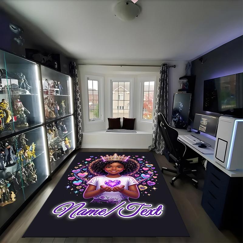 1PC Custom Name Princess Heart Dreams Theme Floor Mat Ideal for Living Room, Game Rooms, Office, Bedroom,Floor Mat Playful Design