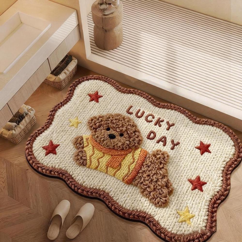 Durable 40*60cm Bath Mat Dirt-scraping Surface Water Absorption Pony Door Mat Household Washable Doormat Home Decoration