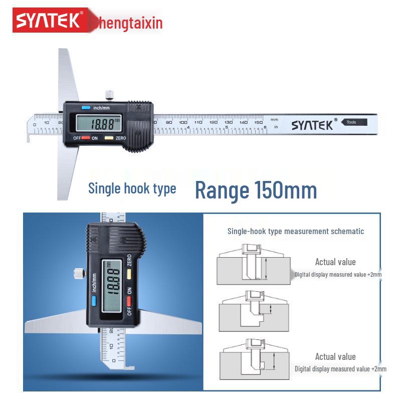 

Shengtai Высокоточный цифровой глубиномер 0-300 мм с штангенциркулем с одинарным/двойным крюком