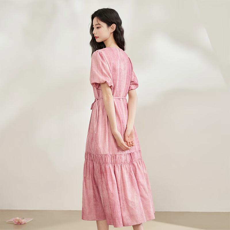 Xiyu Women's Tie-Dye Pleated Straight Midi Dress