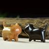 Wood Carving Cat Ornament Natural Texture Lucky Cat Ornament Wooden Cat Figurine  Bookshelf Display
