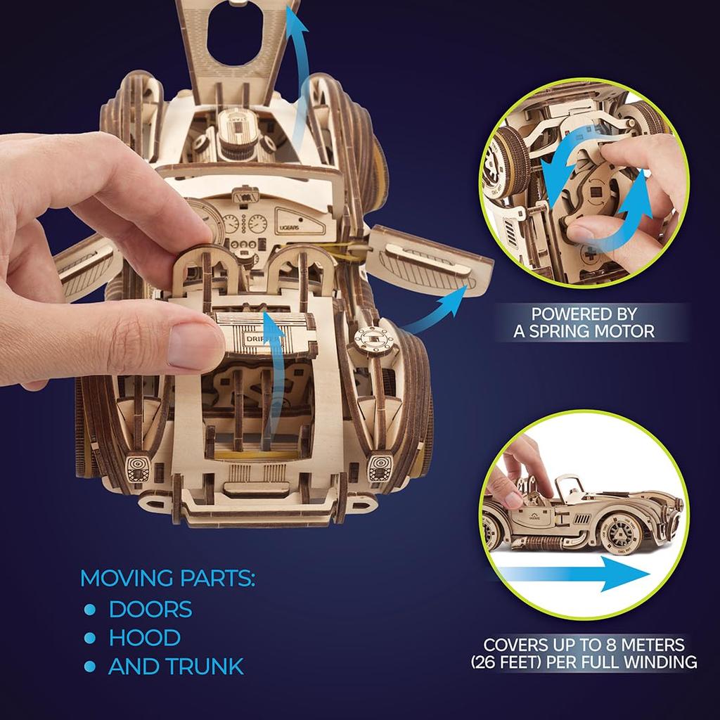 Ugears Drift Cobra Racing Car 70161 Wooden Puzzle Craft Model No Glue or Tools Required Adults and Children - -