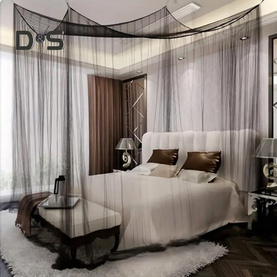 Plasă de țânțari pat dublu Baldachin cu plasă fină Respirabil 4 colțuri Cort de pat de vară pentru uz interior exterior Familie Cămin