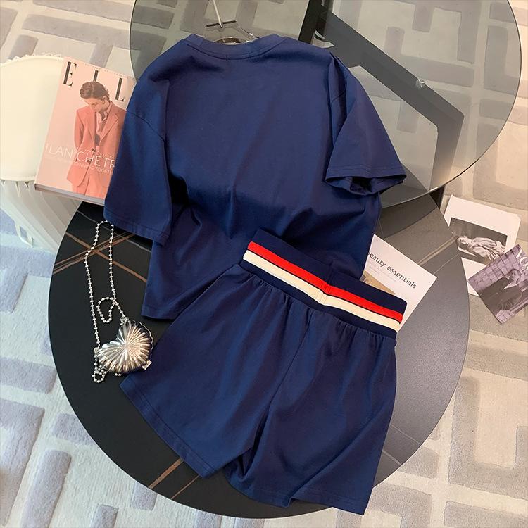 2024 Letní dámská sada oblečení Tričko+Šortky s krátkým rukávem 2ks obleku Letter Print Dámské Neformální Volné Tepláky Módní outfity