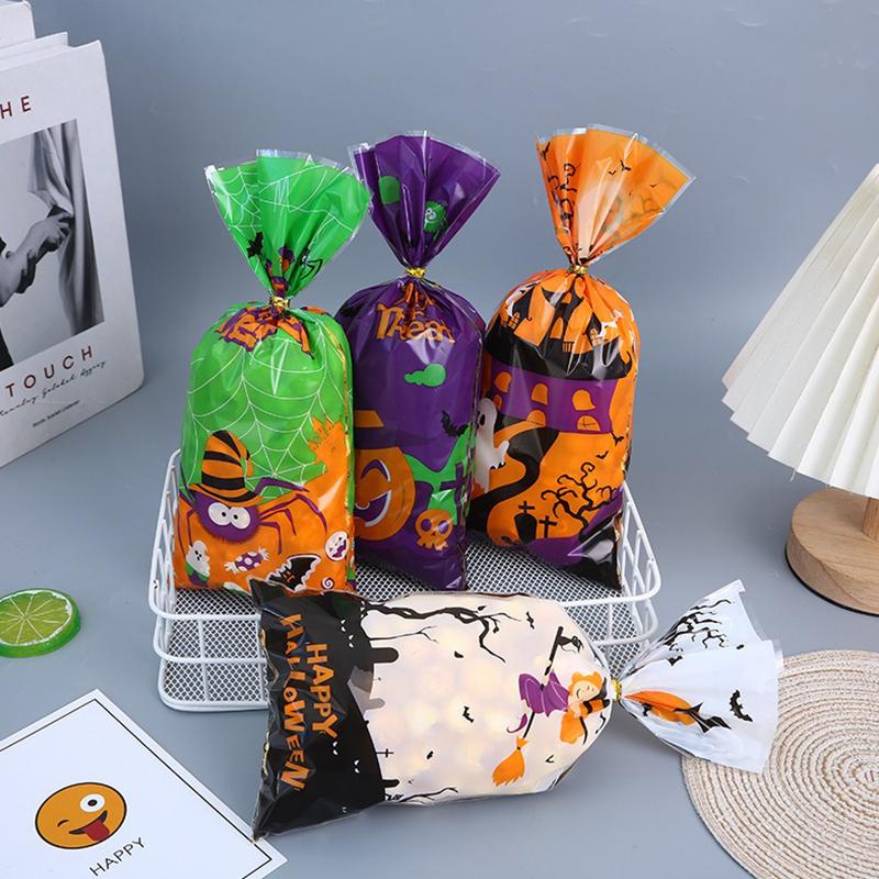 20-100PCS Candy Bags Mixed Halloween Themed Style Colorful Pumpkin Ghost Bat Halloween Party Gift Package Bag Festival Favor ZYF