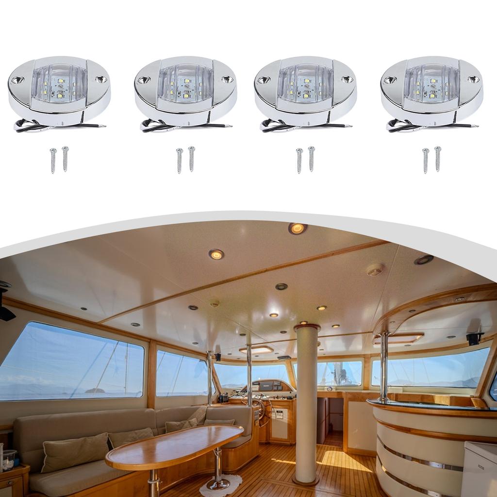 4 Pcs LED Boat Light 12V Round Marine Lamp LED Transom Mount Light for Boat Deck