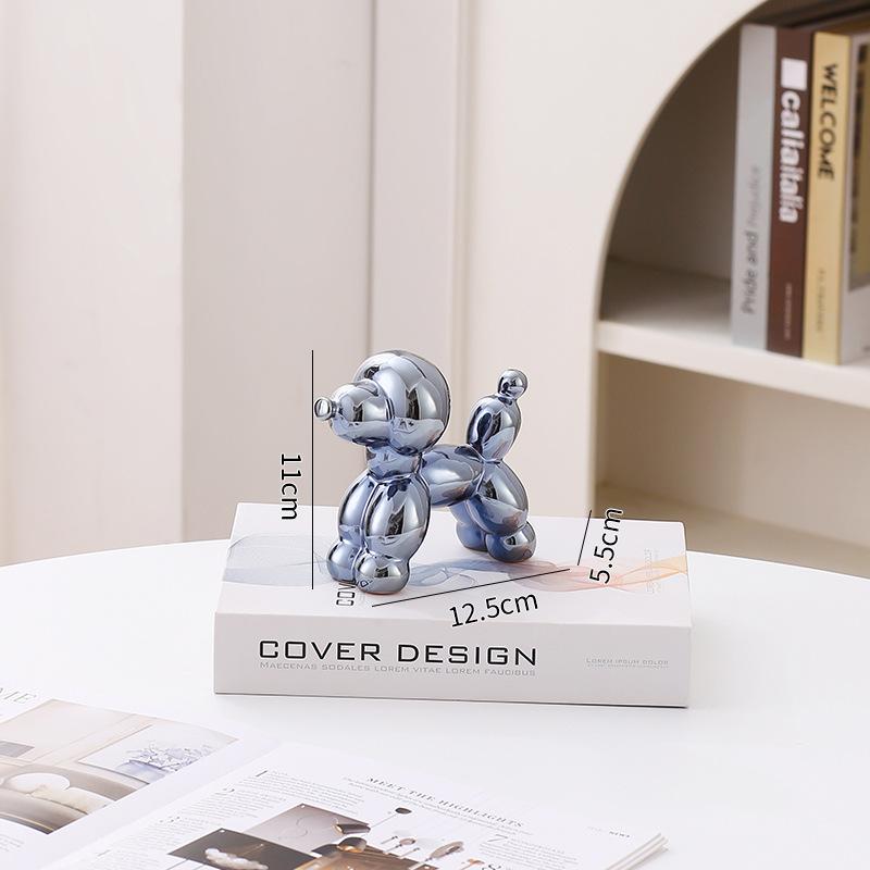 12.5cm Mini Ceramic Poodle Abstract Ornament Creative Sculpture Study Room Statue Home Office Accessories Festival Decoration