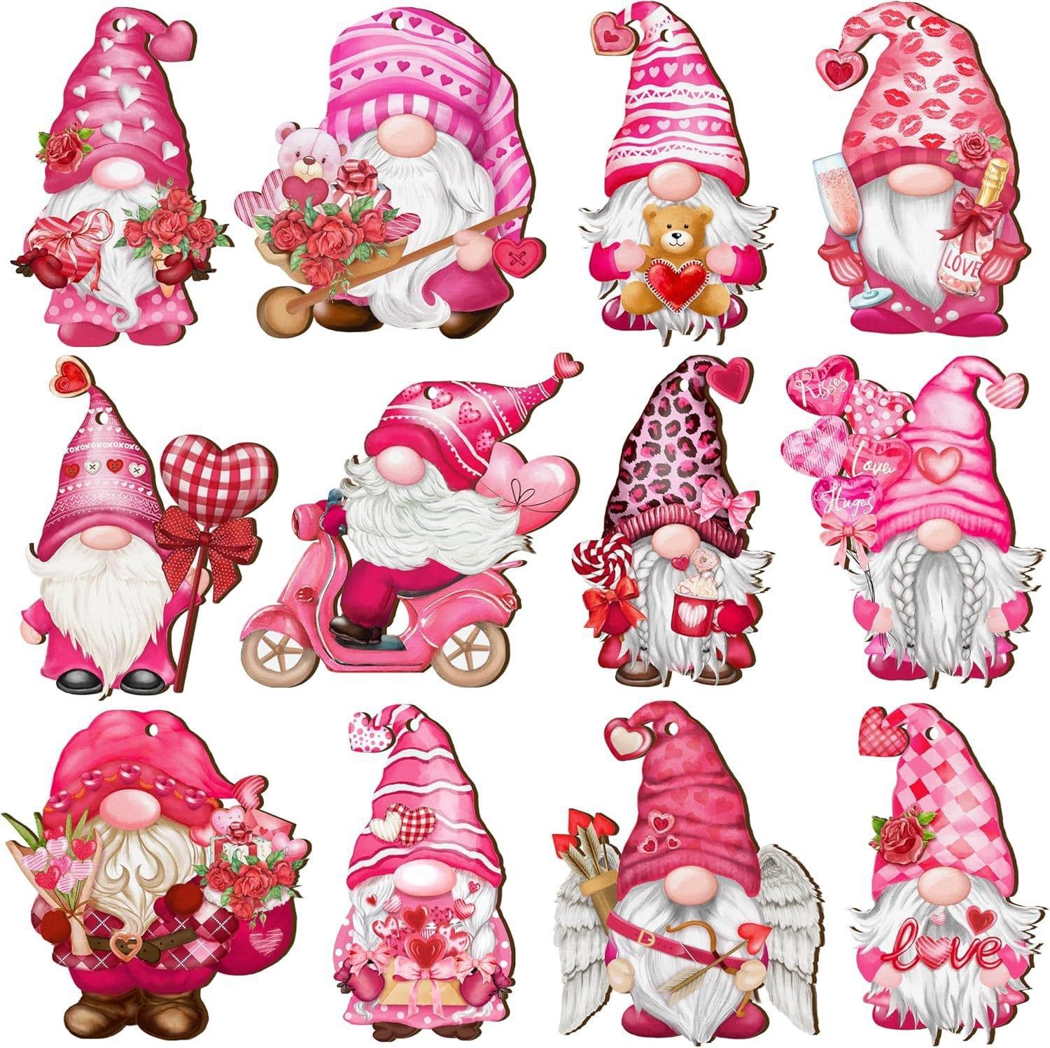 

12 PCS Wooden Christmas Tree Ornaments Cartoon Gnome Xmas Tree Decoration New Party.Accessories F