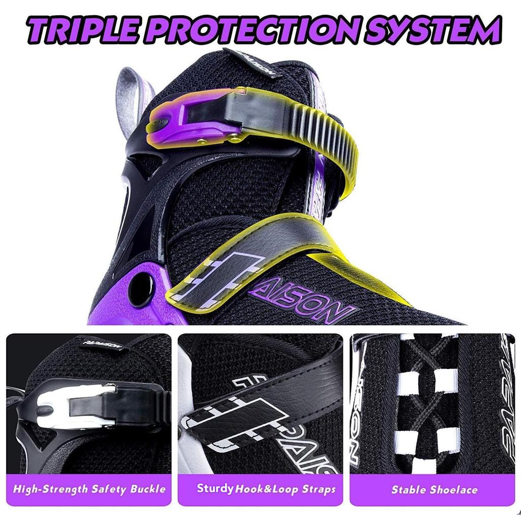 PAPAISON Inline Skates Roller Skates, Adjustable Size, Luminous, for Kids and Adults, Suitable for Beginners, Unisex.