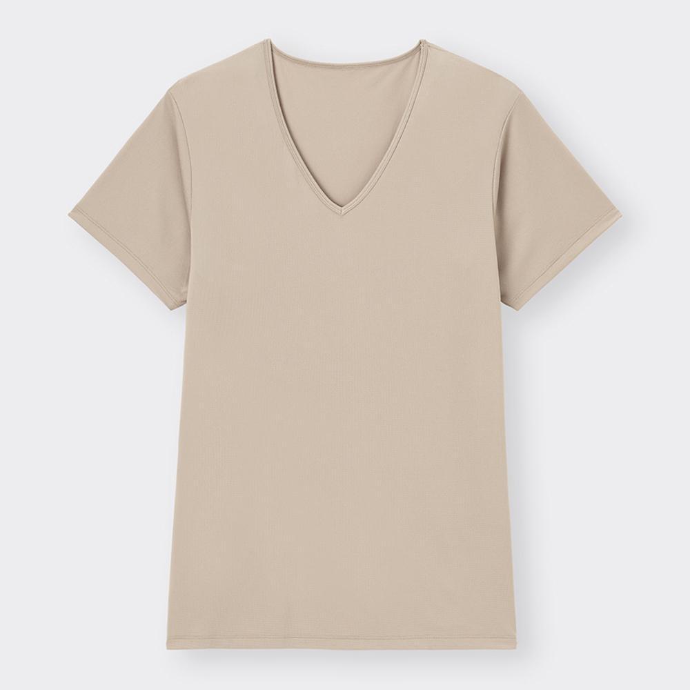 GU by Uniqlo Stil Dry Mesh V-Ausschnitt T-Shirt Kurzarm