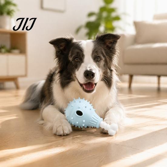 Food Leakage Puzzle Toys Dog Treat Dispenser Toy, Spiky Chicken Leg Chew Rubber Interactive Play for Boredom Feeder Aggressive Chewers, Dental