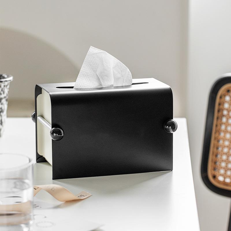 Iron Removable Tissue Box Office Crafts Seat Type Toilet Paper Dispenser Multifunctional Home Bedroom Tissue Storage Case
