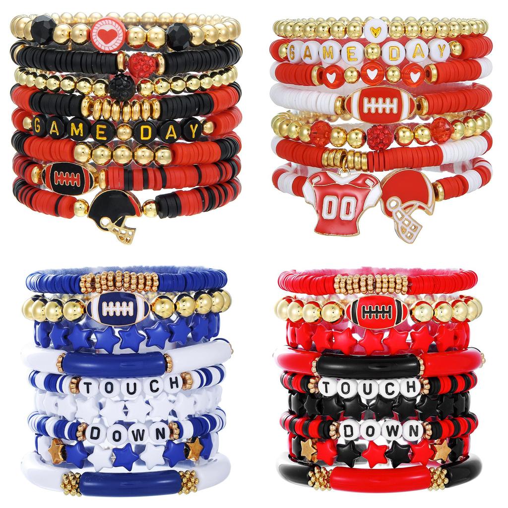 Football Friendship Bracelets Set With Geometric Shapes For Men And Women
