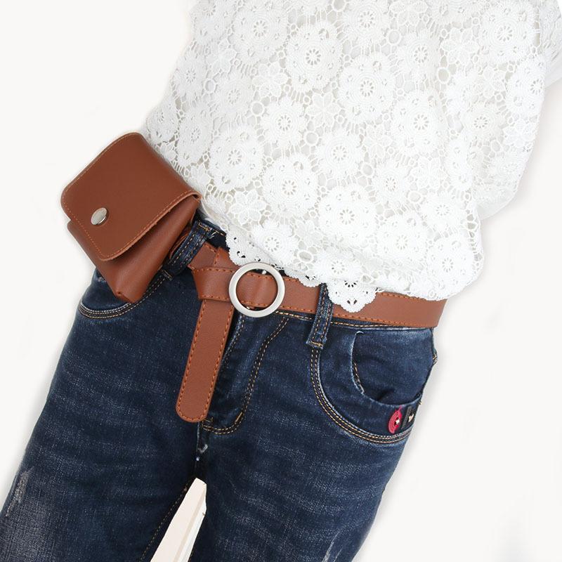 Fashionable New Personality, Hole-free Round Buckle Fine Belt Waist Bag, Women's Casual Key Coin Purse Belt, Waistband