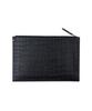 Lmn3011 Crocodile Embossed Clutch - Black