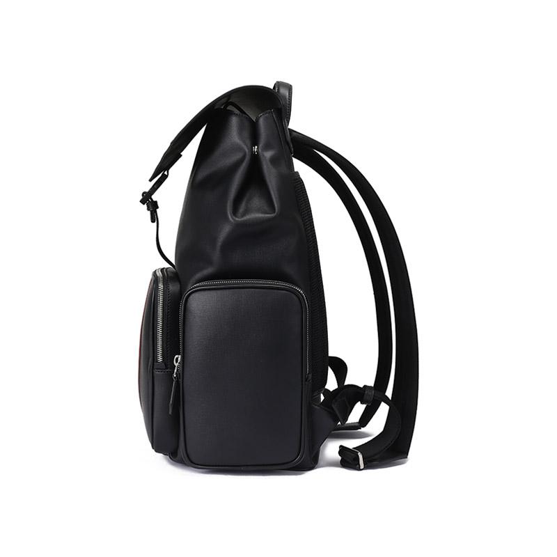 Bally Red Stripe Leather And Fabric Backpack Men Backpack Black 6308459