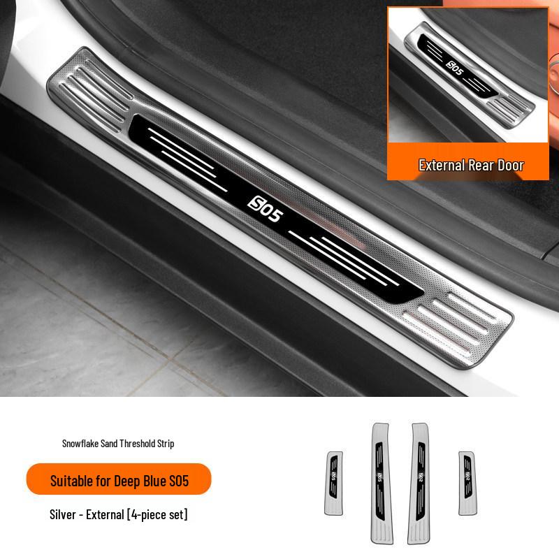 Decorative Door Sill Strips & Rear Bumper Guard for Deep Blue S05 - Stainless Steel Welcome Pedals, Car Accessories