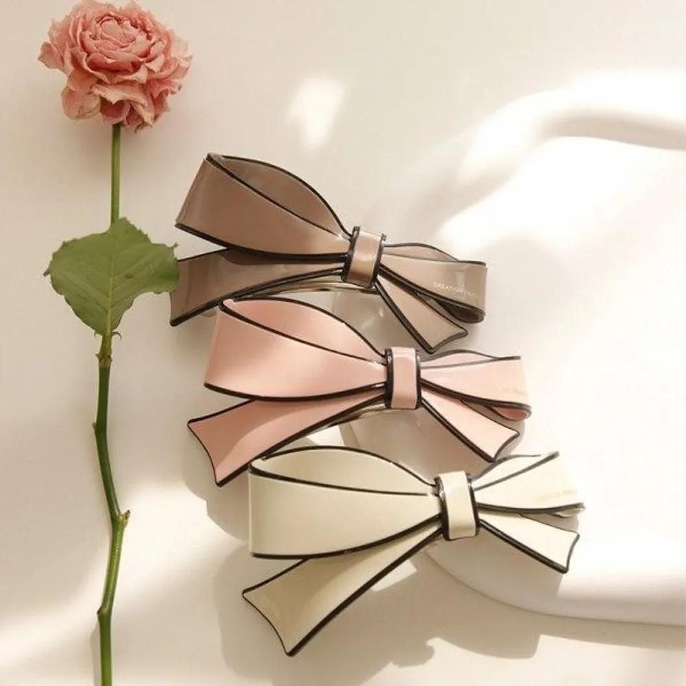 bydaisy Cellulose Black Line Ribbon Automatic Hairpin Bh0806 ivory