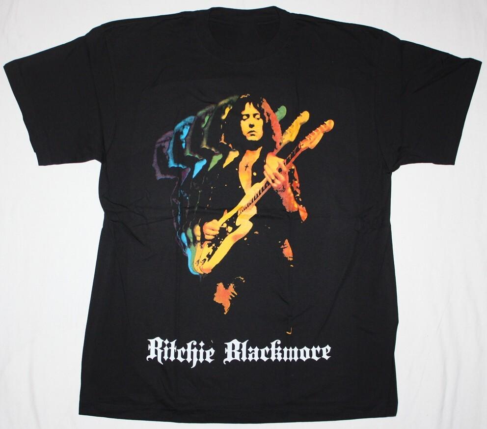 Vtg RITCHIE BLACKMORE Music Star Cotton black T Shirt For Men UR064 Unisex T-Shirt XL