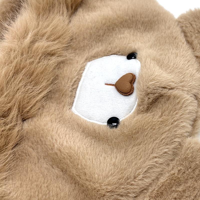 New Cute Bear Plush Hat Women's Autumn and Winter Warm Headgear Riding Windproof Thickened Ear Protector
