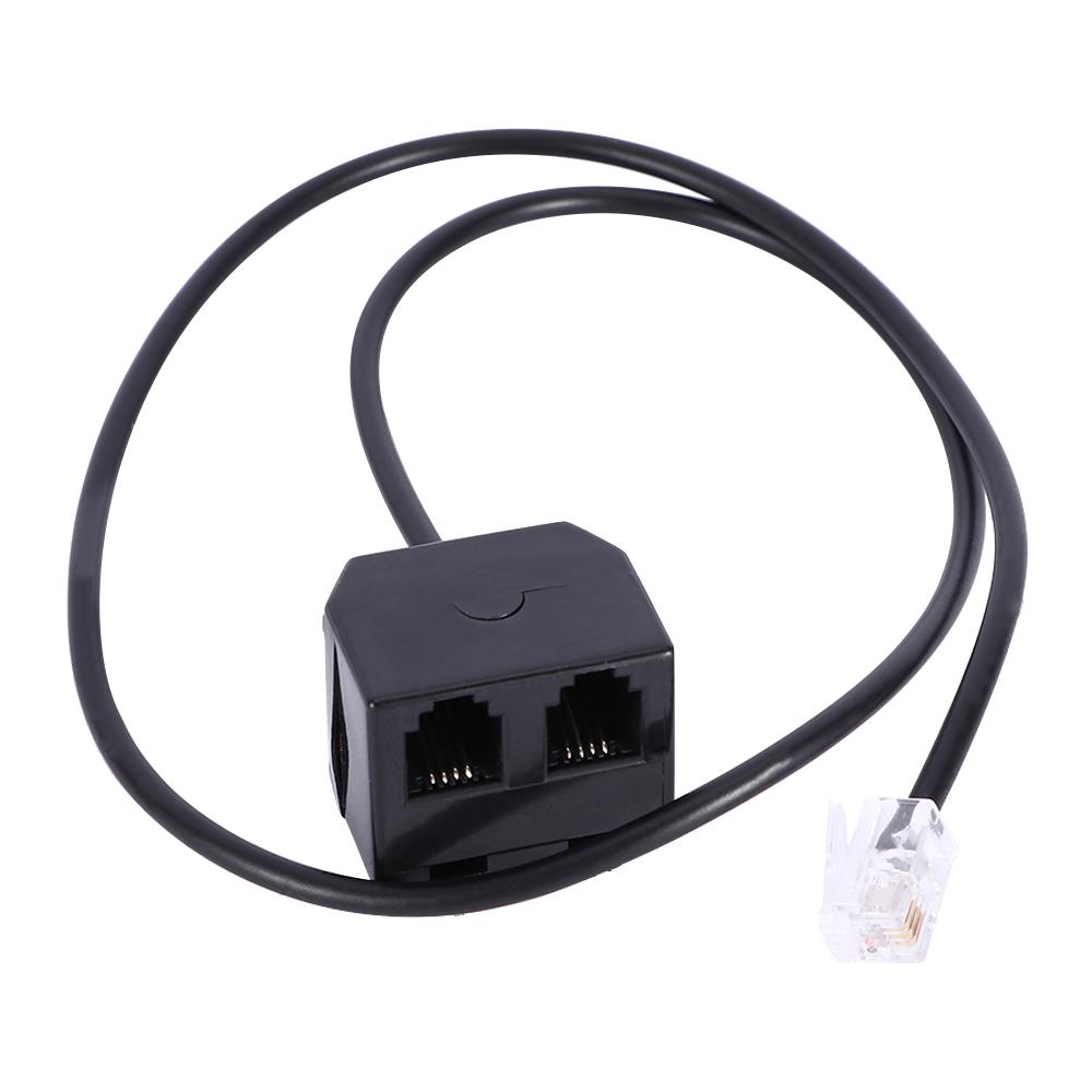 4P4C Standard Telephone Line 2 Female To 1 Male Splitter Cord Extension Cable Cords Line